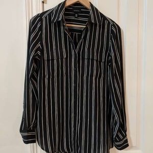 Who What Wear Black Long Sleeve Button Down Blouse